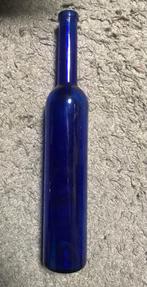 Blauwe glazen fles - Decoratief, Gebruikt, Blauw, Ophalen of Verzenden, Glas