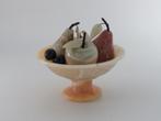 Natuurstenen fruitschaal (Onyx marmer) (Oranje), Antiek en Kunst, Ophalen of Verzenden