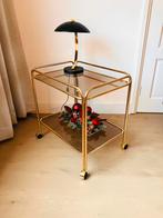 Vintage messing serveerwagen / trolley / theewagen / barcart, Ophalen, 50 tot 100 cm, Vintage, Zo goed als nieuw