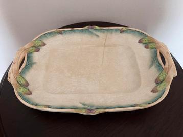 Unieke brocante Art Nouveau aspergeschaal – Sarreguemines beschikbaar voor biedingen