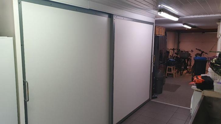 schuifdeuren, Doe-het-zelf en Verbouw, Deuren en Horren, Gebruikt, Binnendeur, 200 tot 215 cm, 120 cm of meer, Hout, Metaal, Schuifdeur