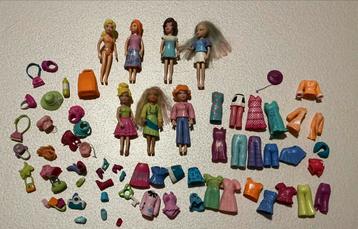 Vintage 7 Polly Pocket Poppetjes, Kleding en Accessoires beschikbaar voor biedingen