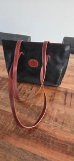 Lederen tas zwart met bruin, 40 tot 60 cm, 20 tot 30 cm, Zwart, Ophalen of Verzenden