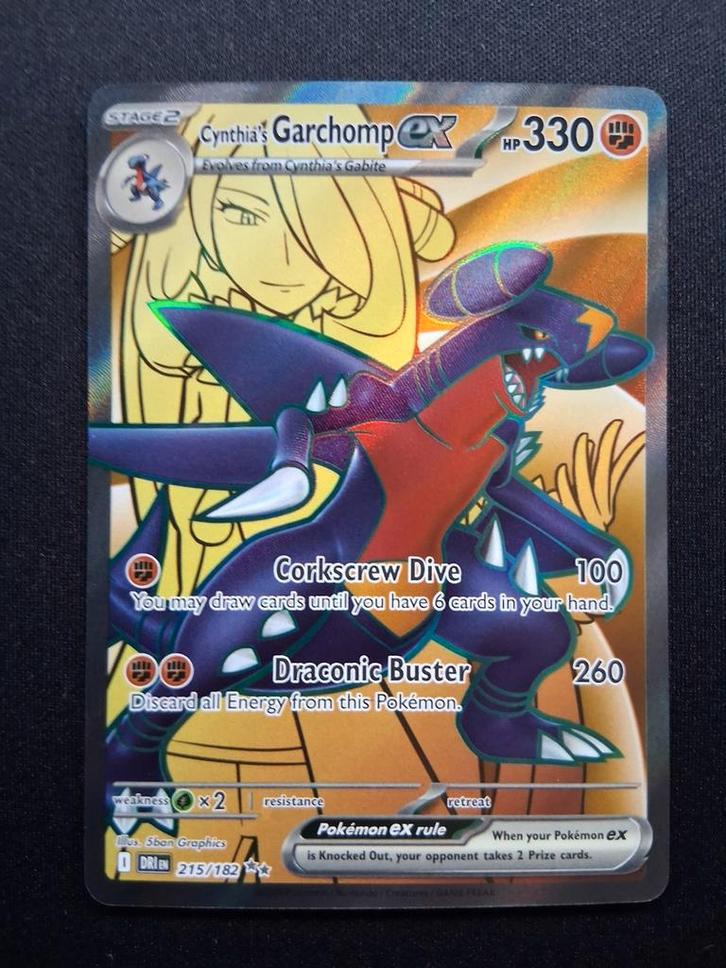 🔹Cynthia's Garchomp EX #215 – Destined Rivals🔹, Hobby en Vrije tijd, Verzamelkaartspellen | Pokémon, Zo goed als nieuw, Losse kaart