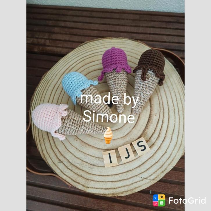 IJS IJSJE 1 bolletje gehaakt nieuw katoen ca 11 cm, Kinderen en Baby's, Speelgoed | Speelkeukens, Nieuw, Ophalen of Verzenden