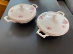 Brocante gebloemde dekschalen, Antiek en Kunst, Antiek | Servies los, Ophalen of Verzenden