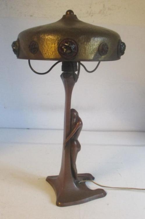 art nouveau Vienna lamp glazen cabuchons met vrouw, Antiek en Kunst, Antiek | Lampen, Ophalen