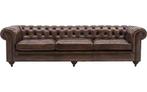 Chesterfield Goossens Excellent Bank Same donkerbruin leer, Huis en Inrichting, Banken | Bankstellen, Ophalen, 250 tot 300 cm