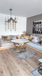 Goude marmer eettafel, Ophalen of Verzenden, Zo goed als nieuw, 75 m² of meer, Laminaat