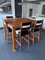 Jan des Bouvrie - Hoge eettafel/eethoek inclusief 6 stoelen, Ophalen, Gebruikt, 150 tot 200 cm, Vierkant
