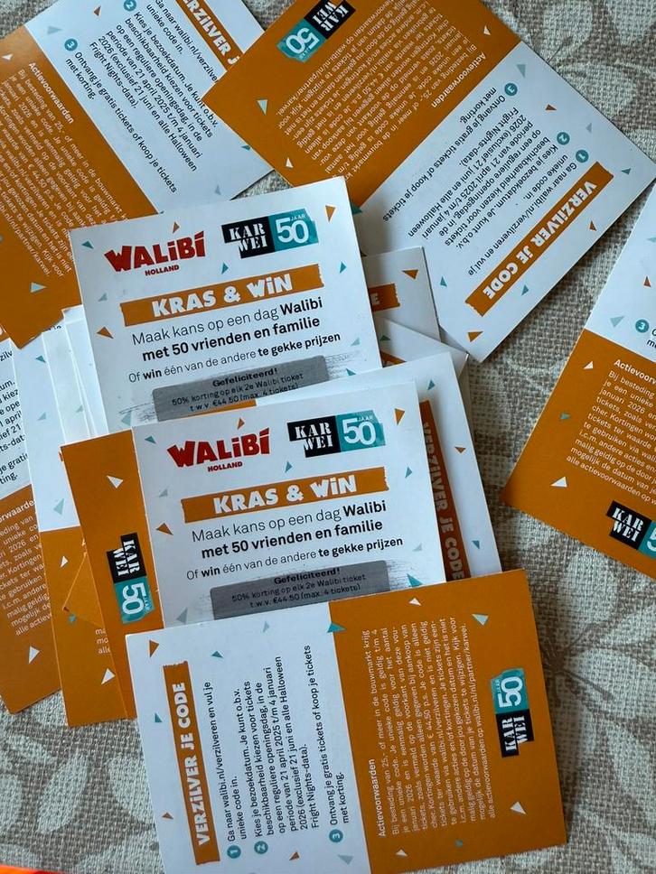 Walibi 50% Korting, Tickets en Kaartjes, Kortingen en Cadeaubonnen, Pretpark, Kortingsbon
