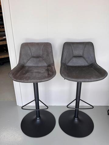 Draaibare barkrukken velvet cognac verstelbare kruk grijs beschikbaar voor biedingen
