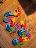 Houten Slangenpuzzel met letters, Kinderen en Baby's, Speelgoed | Kinderpuzzels, 2 tot 4 jaar, Gebruikt, Van hout, Meer dan 50 stukjes