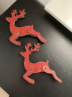 2 vintage look houten kerst hertjes rendieren kerstdecoratie, Ophalen