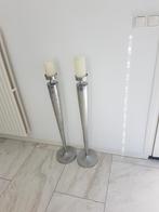 2x Aluminium kandelaars 85 cm hoog, Ophalen of Verzenden, Zo goed als nieuw, Metaal, 75 cm of meer
