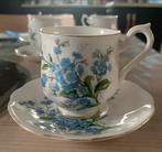 Royal Albert Forget-me-not Dameskopjes + Rekje, Gebruikt, Ophalen of Verzenden, Overige stijlen, Kop(pen) en/of Schotel(s)