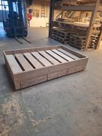 Mooi robuust 2 persoons bed van gebruikt steigerhout, 90 cm, Ophalen of Verzenden, Zo goed als nieuw, Steigerhout