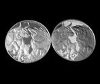 2 Stuks 1oz Zilver BULL & BEAR 2022., Postzegels en Munten, Edelmetalen en Baren, Ophalen of Verzenden, Zilver