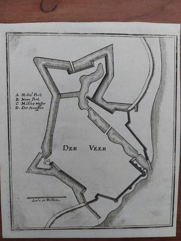 32 / Stad Der Veer - Veere   Gravure uit 1659 van C. Merian beschikbaar voor biedingen