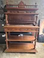 Oude antieke hal kast eiken marmer inleg besneden hout €495, Antiek en Kunst, Ophalen