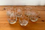 Set van 6 drinkglazen met geëtste motieven, Glas of Glazen, Ophalen of Verzenden, Overige stijlen, Glas