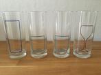 decoratie sierglazen 4 stuks als set met print 18 cm hoog, Ophalen of Verzenden, Nieuw, Glas, Minder dan 50 cm