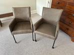 Hees stoel met arm en wieltjes. stof kleur LUX Grau. leder., Huis en Inrichting, Gebruikt, Twee, Grijs, Design Stoelen. Modern.
