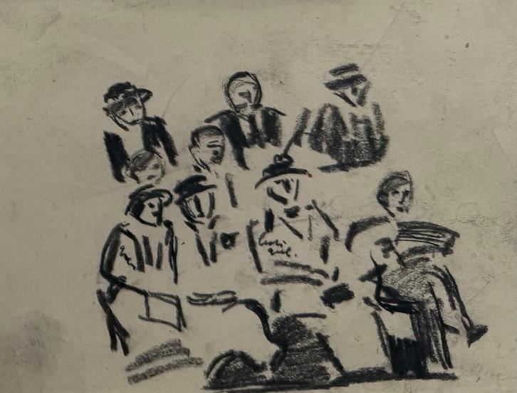 Kees Maks - Houtskooltekening | 'Hartjesdag' | ca. 1910, Antiek en Kunst, Kunst | Schilderijen | Klassiek, Ophalen