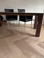 Eikenhouten tafel met 6 leren stoelen, Huis en Inrichting, Tafels | Eettafels, Ophalen, Gebruikt, 100 tot 150 cm, Eikenhout