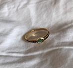 Vintage ring smaragd blauwe saffier 14 karaat goud maat 17.5, Sieraden, Tassen en Uiterlijk, Ringen, Verzenden, Zo goed als nieuw
