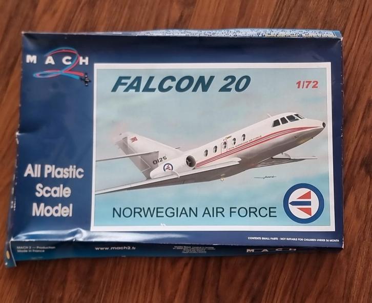 1/72 Falcon 20, Norwegian Air Force, Hobby en Vrije tijd, Modelbouw | Vliegtuigen en Helikopters, Zo goed als nieuw, 1:72 tot 1:144