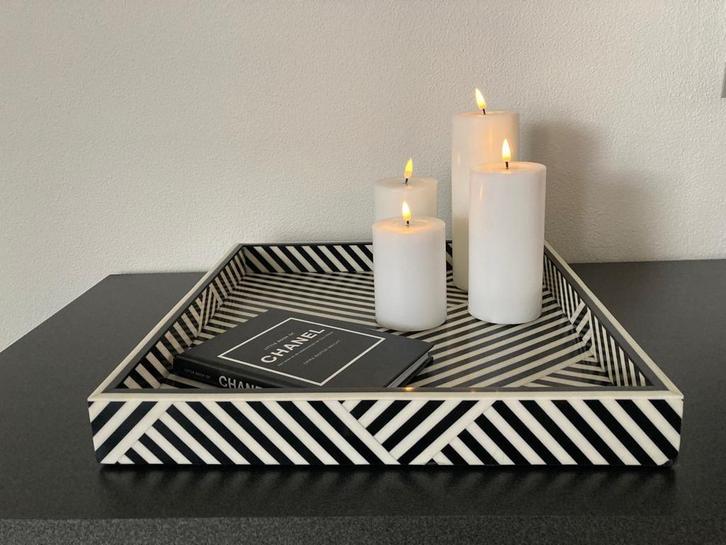 Diga Colmore luxury deco plateau zwart/wit 40x40 cm Nieuw!, Huis en Inrichting, Woonaccessoires | Dienbladen, Nieuw, Hout, Vierkant