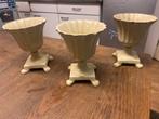 Set van 3 vintage bloempotten gietijzer, Tuin en Terras, Tuinvazen, Ophalen of Verzenden, Gebruikt
