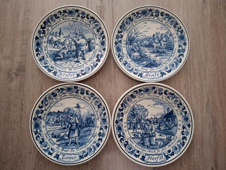 Vier Seizoenen Borden Delfts Blauw, Antiek en Kunst, Antiek | Wandborden en Tegels, Ophalen of Verzenden
