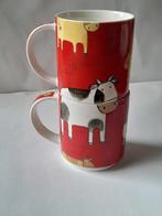 2 stapelbare mokken in originele doos (koeien), Ophalen of Verzenden, Zo goed als nieuw, Overige stijlen, Kop(pen) en/of Schotel(s)
