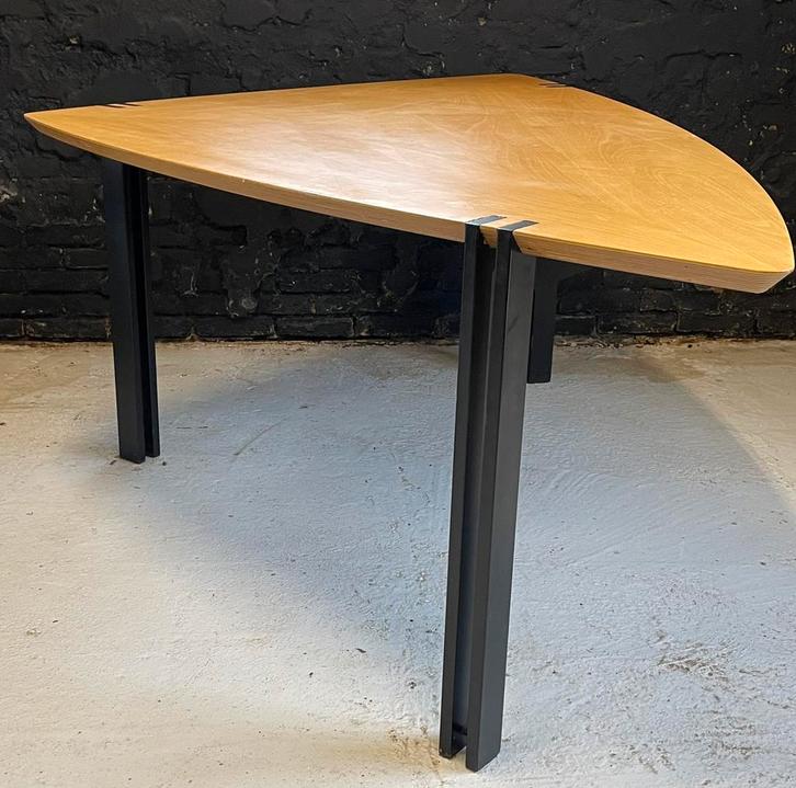 Vintage eighties Harvink eettafel Tobio tafel berken metaal, Huis en Inrichting, Tafels | Eettafels, Gebruikt, 100 tot 150 cm