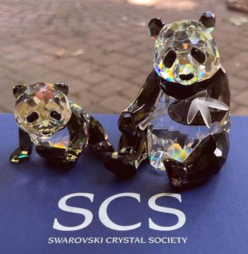 Swarovski Panda moeder en baby incl.doos & certificaat beschikbaar voor biedingen