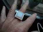 mooie dikke echt zilveren ring met vierkante steen esprit, Sieraden, Tassen en Uiterlijk, Ringen, 18 tot 19, Gebruikt, Ophalen of Verzenden