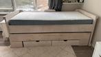 Steigerhouten bed met onderbed 90 x 200 cm, Ophalen, 90 cm, Eenpersoons, Wit