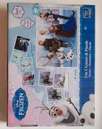 Frozen 3 in 1 puzzle (20), memo + domino 4+, Ophalen of Verzenden, 10 tot 50 stukjes, Zo goed als nieuw, 4 tot 6 jaar