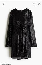 Mama pailetten tie belt dress, Kleding | Dames, Jurken, H&M, Zwart, Maat 46/48 (XL) of groter, Ophalen of Verzenden