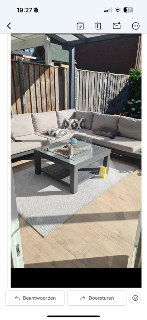 Loungeset met vuurtafel all weather Buitenhof, Tuin en Terras, Tuinsets en Loungesets, Zo goed als nieuw, Loungeset, Aluminium