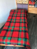 Vintage Wollen Deken - Ruitpatroon rood groen, Huis en Inrichting, Woonaccessoires | Plaids en Woondekens, Ophalen of Verzenden