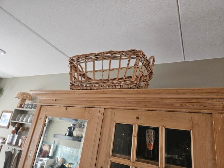 Grote rieten mand, brocant, Huis en Inrichting, Woonaccessoires | Schalen en Manden, Gebruikt, Mand, Rechthoekig, Riet, Ophalen