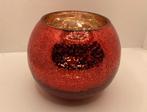 WINDLICHT BOL CRAQUELE GLAS PAREL EFFECT ROOD 12,5 cm, J-Line – Pleasure of living, -, -, Nieuw