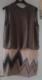 Khaki met beige jurkje, Beige, Ophalen of Verzenden, Zo goed als nieuw, Explosion