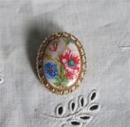 Brocante sjaalklem met klaprozen en korenbloemen, Sieraden, Tassen en Uiterlijk, Antieke sieraden, Ophalen of Verzenden, Overige materialen