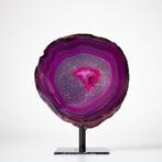 Roze agaat geode op standaard, Ophalen of Verzenden, Mineraal