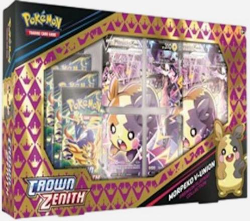 Pokémon Crown Zenith Collection:Morpeko V-UNION Premium Play, Hobby en Vrije tijd, Verzamelkaartspellen | Pokémon, Nieuw, Booster