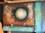 Schilderij: Bloesemtakken en abstracte maan, Antiek en Kunst, Kunst | Schilderijen | Klassiek, Ophalen
